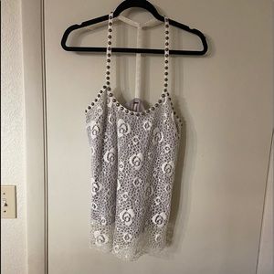 Free People studded & lace t back top size 4